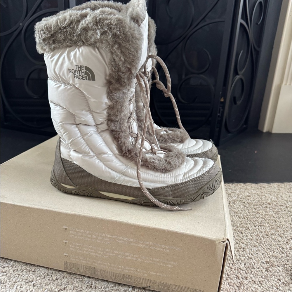 The North Face Cream and Brown Winter Boots
